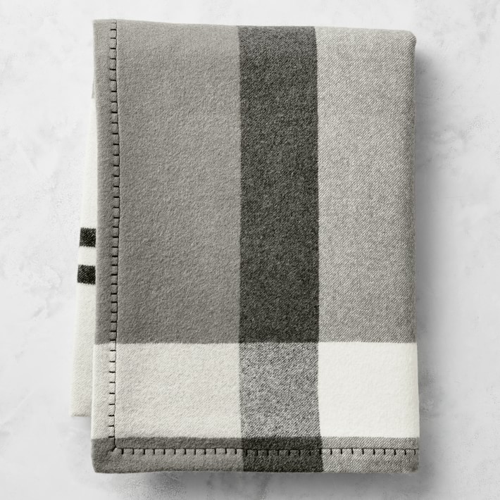 Plaid Lambswool Throw, 50" X 70", Grayson Black