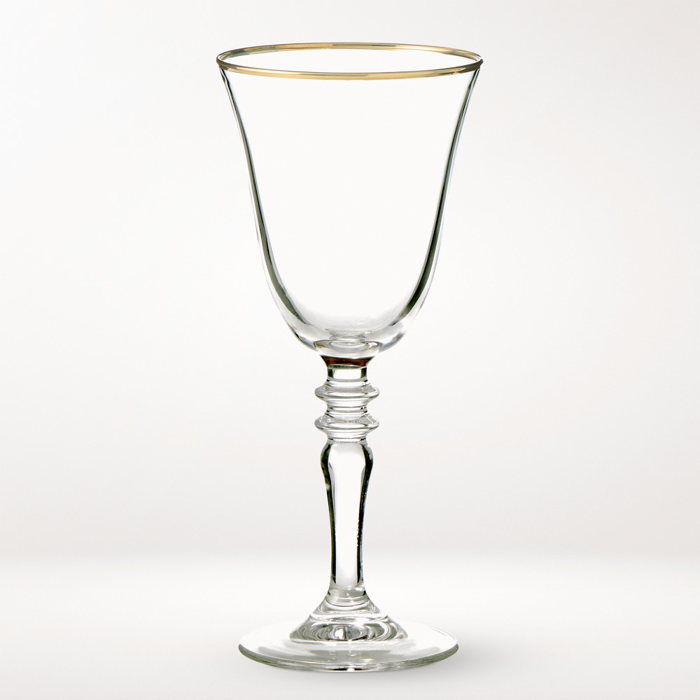 Gold Rim Wine Glasses, Set of 4