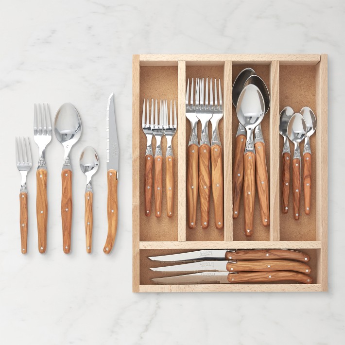 Jean Dubost Laguiole Olivewood Flatware Sets 20 piece