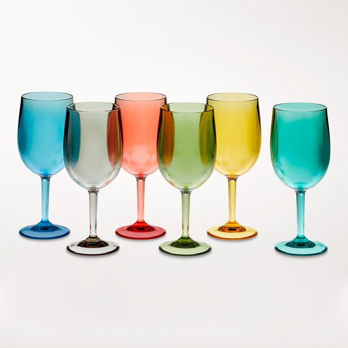 DuraClear® Tritan Outdoor Wine Glasses, Multicolored, Set of 6