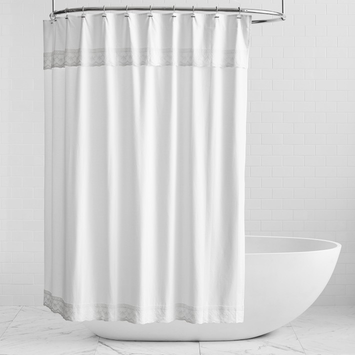 Heritage Lace Shower Curtain, 72" X 72", White