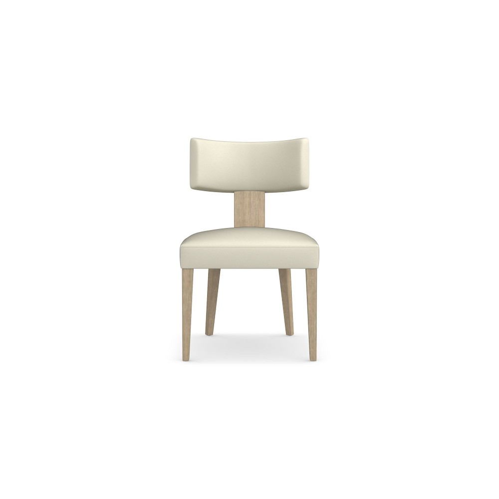 OPEN BOX: Koret Side Chair, Standard, Performance Vegan Pebbled Leather, Ivory, Heritage Grey
