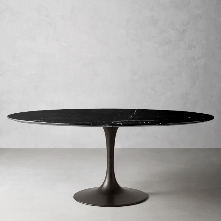 Tulip Oval Pedestal Dining Table 70" - Carrara Marble