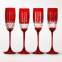 Wilshire Jewel Cut Champagne Flutes, Set of 4, Red