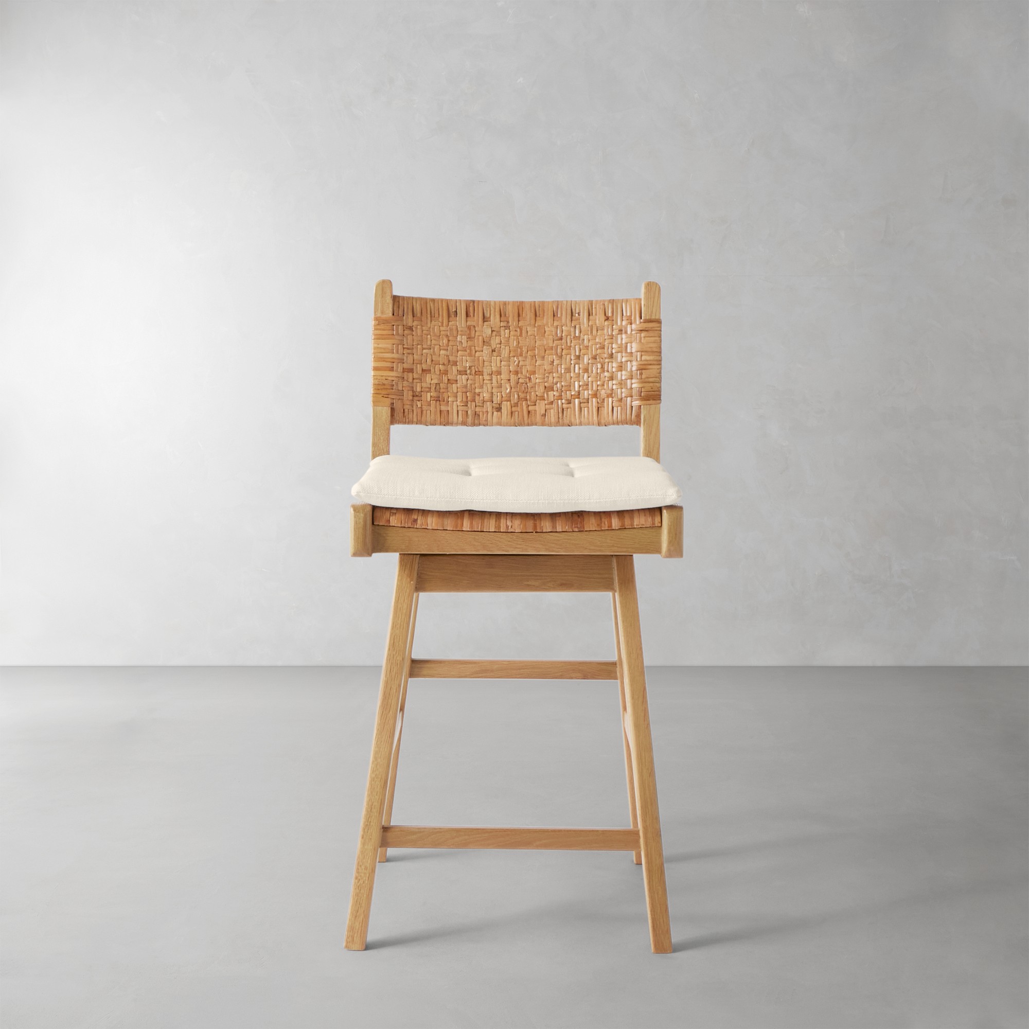 Sullivan Swivel Counter Stool Cushion, Standard, Sunbrella Performance Canvas, Flax