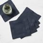 Linen Double Hemstitch Coasters, Set of 6, Navy