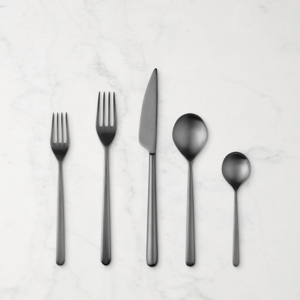 Mepra Linea 20-Piece Flatware Set, Brushed Black