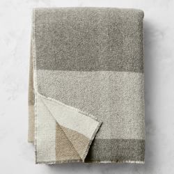 Cashmere Plaid Double Side Throw, 50" X 65", Grey