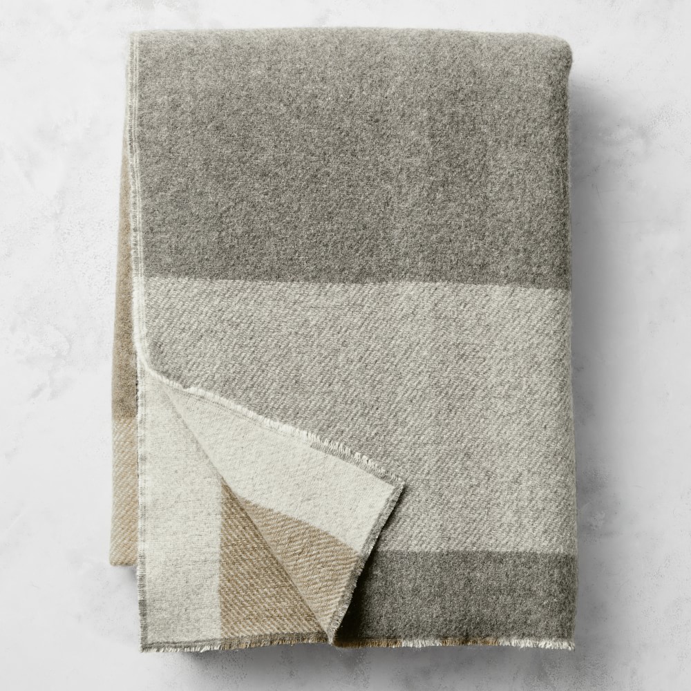 Cashmere Plaid Double Side Throw, 50" X 65", Grey