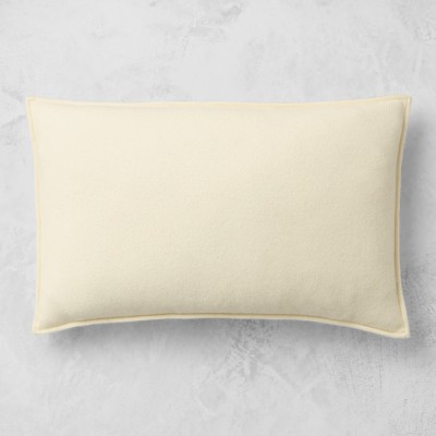 European Solid Cashmere Pillow Cover, 14" x 22", Ivory