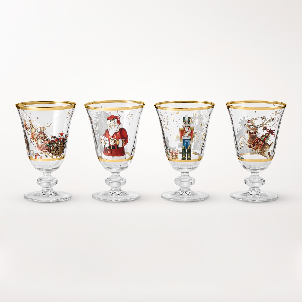 'Twas the Night Before Christmas Goblets, Set of 4, Nutcracker