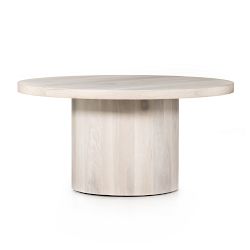 Calabria 60in Round Dining Table, Ashen, Walnut