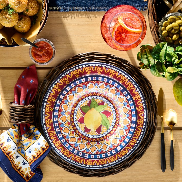 Sicily Red Outdoor Melamine Salad Plates, Set of 4