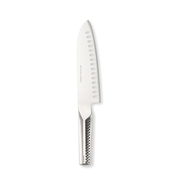 Global Ukon Hollow-Ground Santoku Knife, 7&quot;