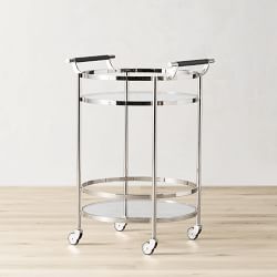 Truman Round Bar Cart, Polished Nickel (20&quot;)