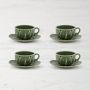 Bordallo Pinheiro Cabbage Cups & Saucers, Set of 4, Green