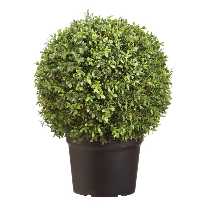 UV Protected Faux Boxwood Ball Topiary in Pot, 22"