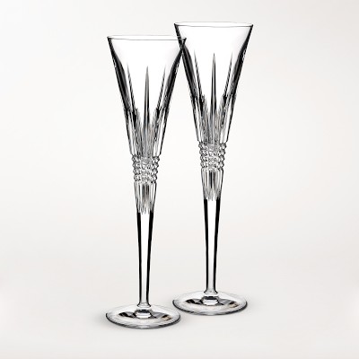Waterford Lismore Diamond Toasting Champagne Flute Glasses, Set of 2