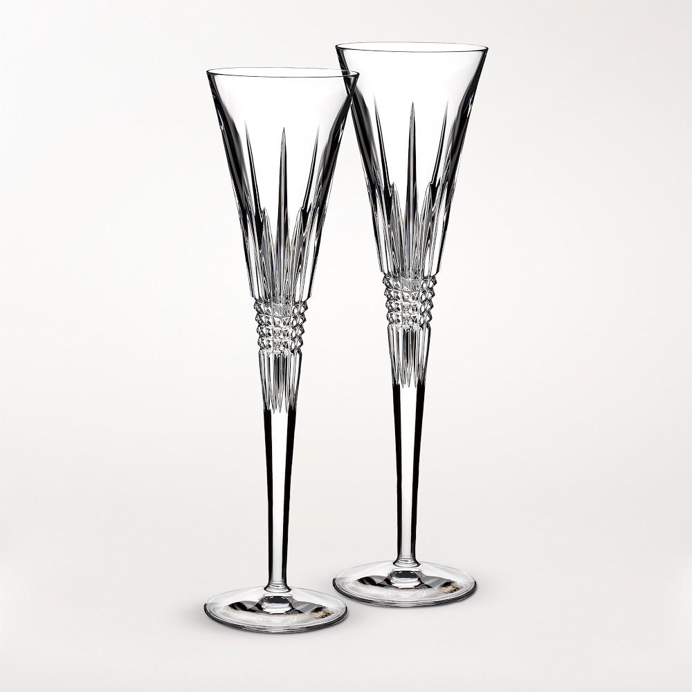 Waterford Lismore Diamond Toasting Champagne Flute Glasses, Set of 2