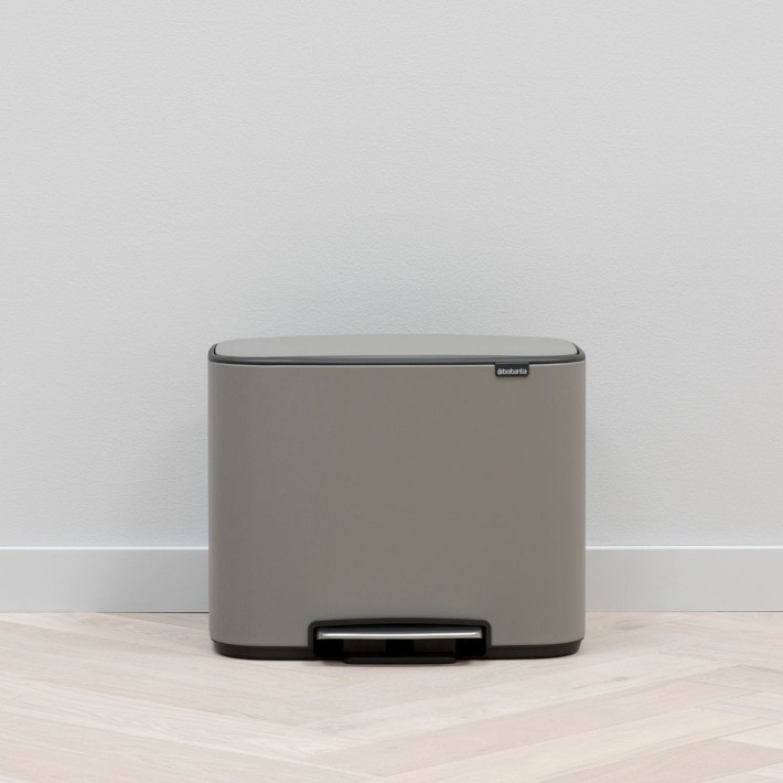Brabantia Bo Step On Dual Compartment Recycling Trash Can, 3 + 6 Gallon