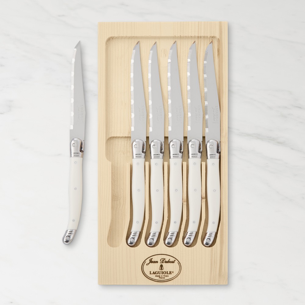 Jean Dubost Laguiole Steak Knives, Set of 6 white