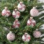 Peppermint Candy Ornaments, Set of 9