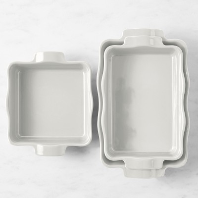 Emile Henry French Ceramic Ruffle Bakers White, Set of 3