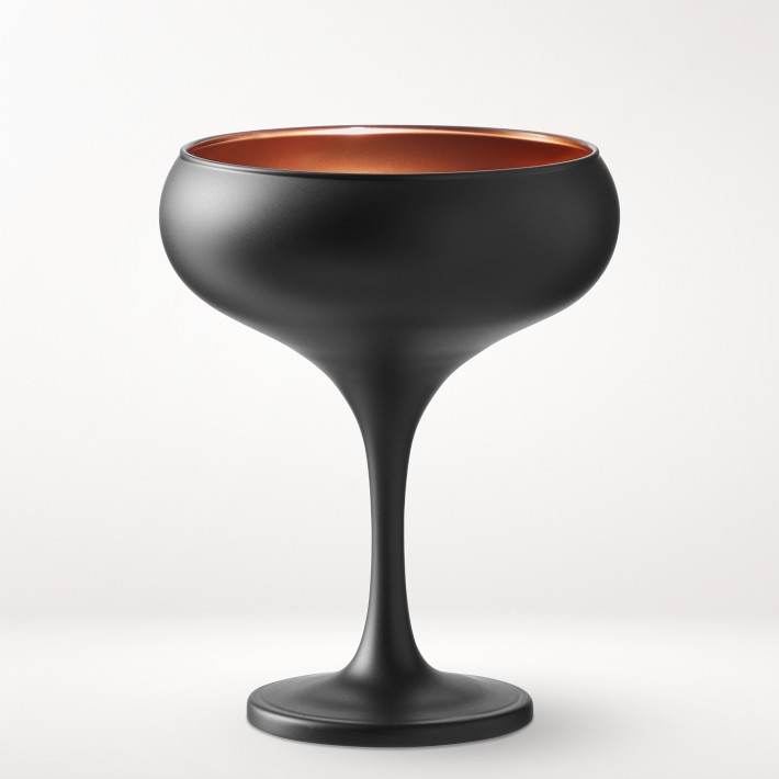 Black Matte & Copper Coupe Glasses, Set of 4