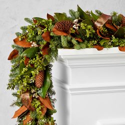 Copper Ribbon Live Wreath &amp; Garland