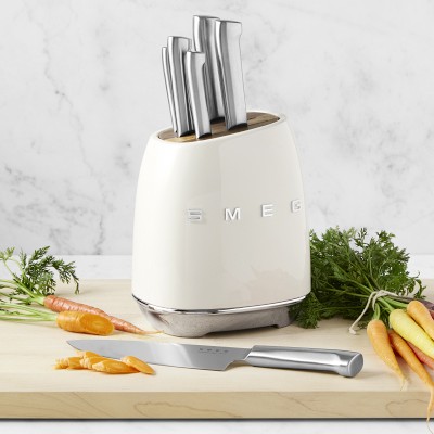 Smeg 6-Piece Knife Block Set, Cream