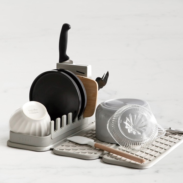 Dorai Dish Pad and Dish Pad Rack, Sandstone