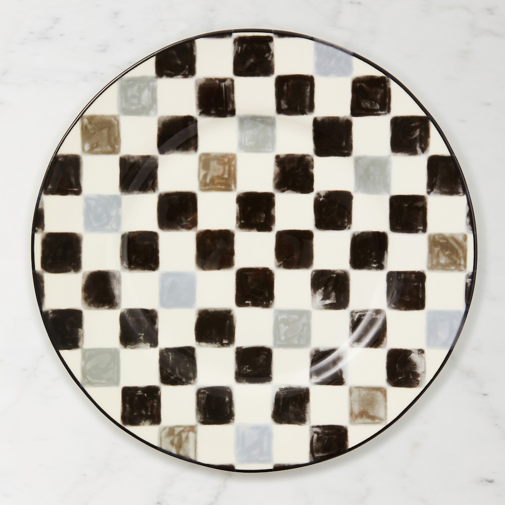 MacKenzie-Childs Stoneware Check Dinner Plate, Black