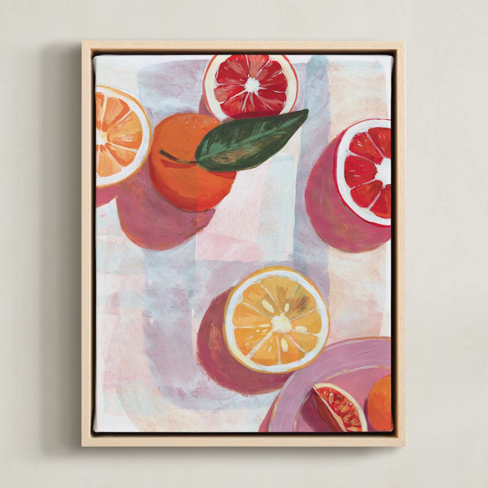 Minted, Kinga Subject, Citrus Symphony, Framed Canvas, 11x14, Natural Wood Frame