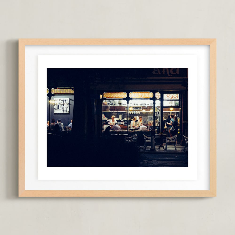 Minted, Monday Project, Paris Nights, Float Mount, 14x11, Natural Wood Frame