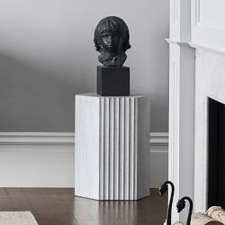 Marina Travertine Fluted Side Table (16&quot;)