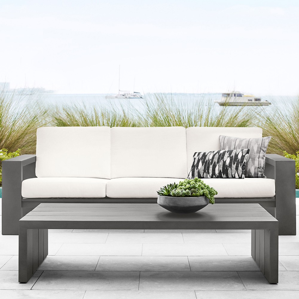 Larnaca Outdoor Slate Grey Metal Coffee Table (48&quot;-63&quot;)