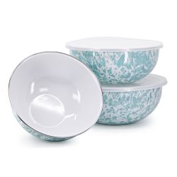 Golden Rabbit Enamel Mixing Bowls, Set of 3
