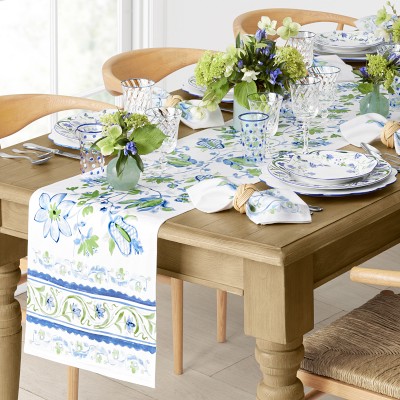 Painted Vine Table Runner, Blue
