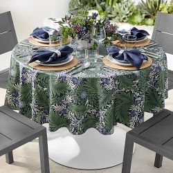 Morris & Co. x Williams Sonoma Outdoor Larkspur Round Tablecloth, 70" Round