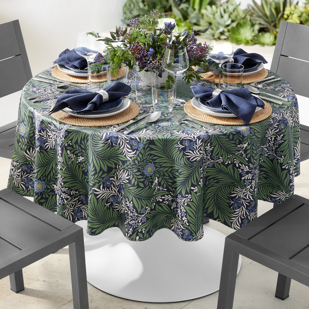 Morris & Co. x Williams Sonoma Outdoor Larkspur Round Tablecloth, 70" Round
