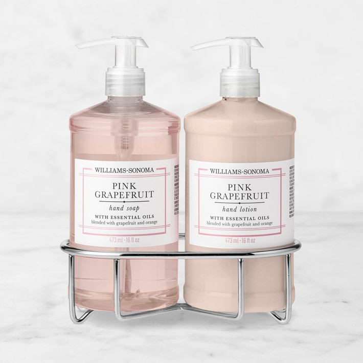 Williams Sonoma Pink Grapefruit Hand Soap & Lotion 3-Piece Kitchen Set, Classic, Stainless-Steel