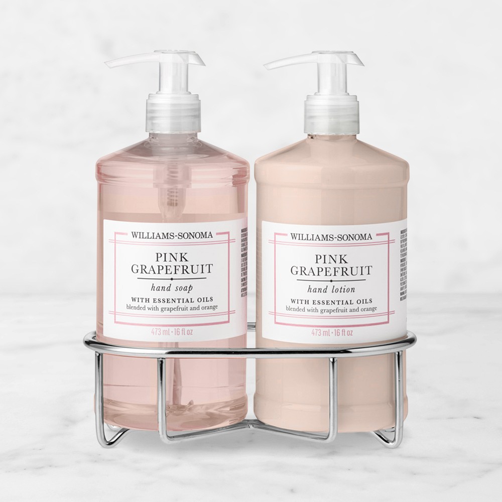Williams Sonoma Pink Grapefruit Hand Soap & Lotion 3-Piece Kitchen Set, Classic, Stainless-Steel