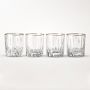 Wilshire Jewel Cut Gold Rim Double Old Fashion, Set of 4