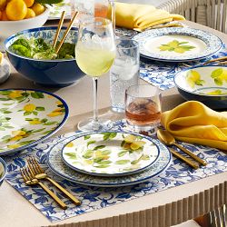 Lemon Outdoor Melamine Salad Plates, Set of 4