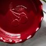 Emile Henry French Ceramic Artisan Cherry Embossed Ruffled Pie Dish