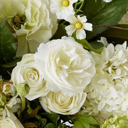 Faux Ranunculus &amp; Hydrangea Floral Arrangement in Glass Vase