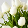 Faux White Tulip Arrangement in Glass Vase