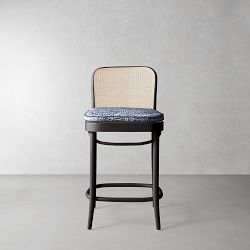 Ton 811 Counter Stool Cushion, Morris & Co. Larkspur, Blue With Navy Piping