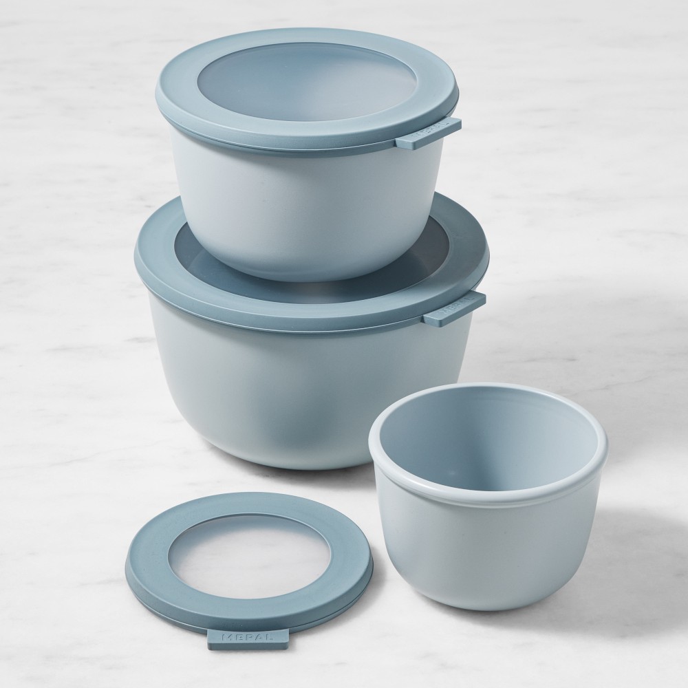 Mepal Round Nested Deep Food Storage Containers, 6-Piece Set, Nordic Blue