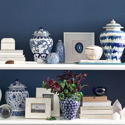 Blue &amp; White Ginger Jar with Lid, 16&quot; Urn